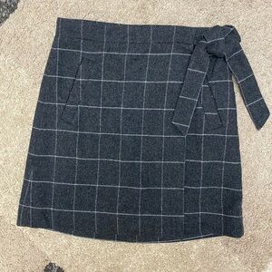 J. CREW FACTORY gray checkered wool blend wrap side tie mini skirt size 0